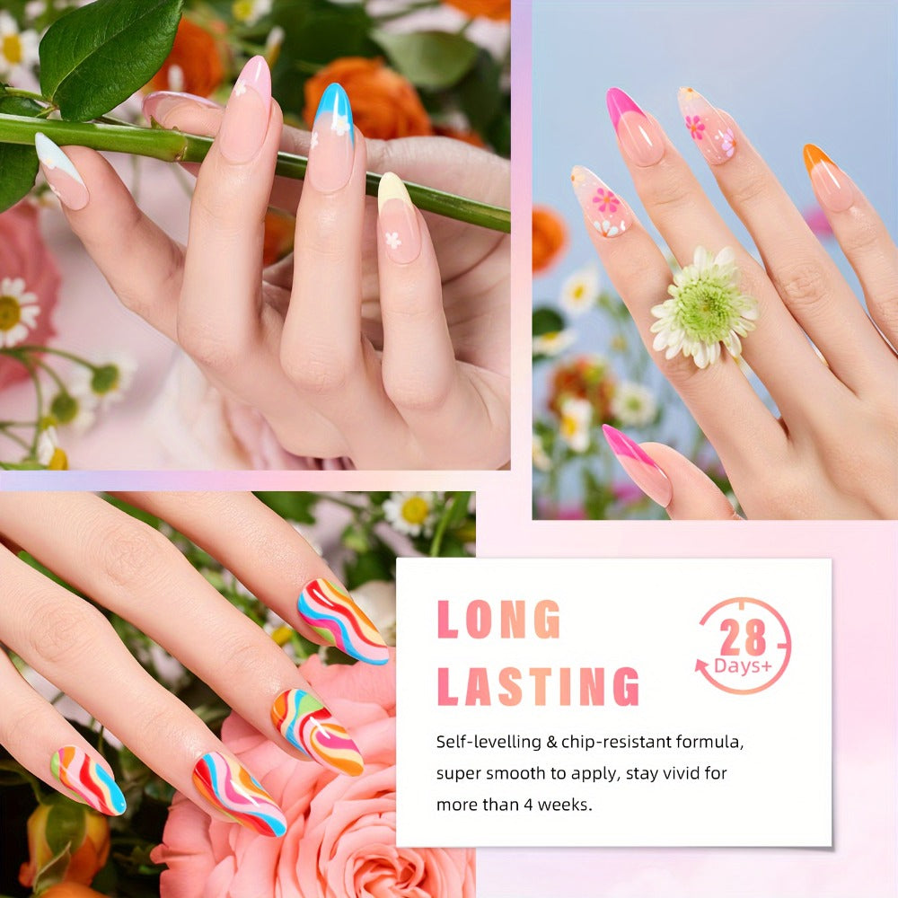 Gel Nail Polish Set 32 Colors Nude Gray Pink Blue Floral Rhapsody Series Pastel Paint Can Be Soaked UV Four Seasons Manicure Starter Set Women's Gift