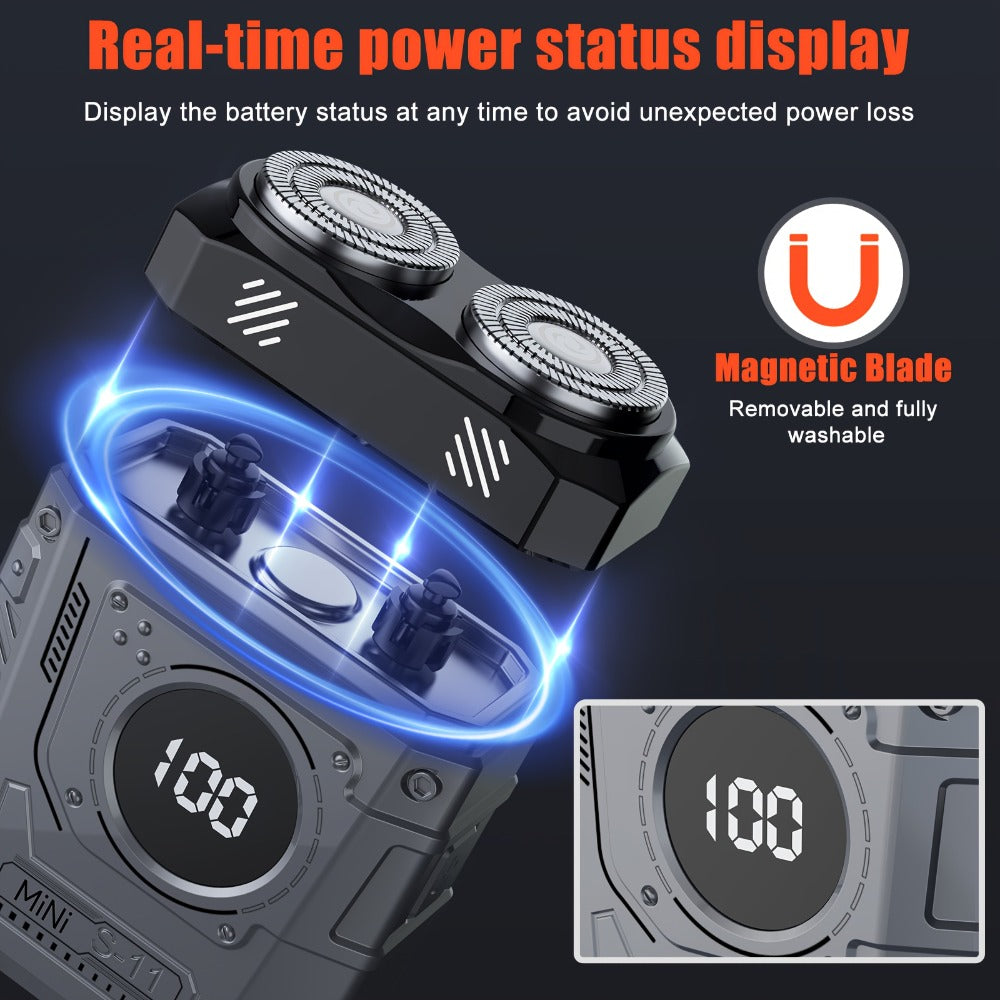2025 New Mecha Dual-Head Electric Shaver with USB Rechargeable Battery, 3 Colors Available, 2-In-1 Dual-Head Design, 3-Speed Adjustable Speed, 3-Speed Adjustable, Shaving