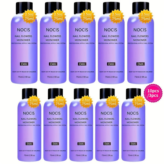 NOCIS 3pcs/10pcs Acrylic Liquid Monomer System For Nail Extensions - Professional Grade, Odorless, Ideal For Salon & Use 2.54oz/2.5fl. OzX10pcs/3pcs