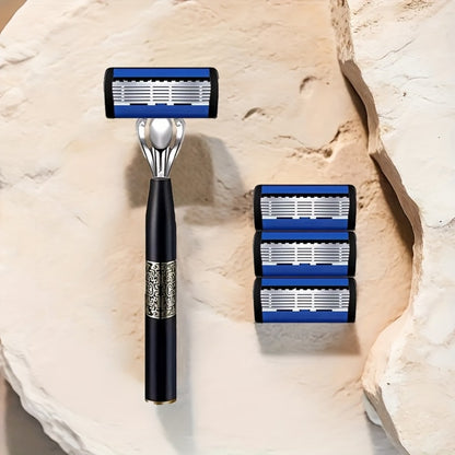 Men's Razor with Replaceable Stainless Steel Blades — 36/72 Ultra-Sharp Blades, Anti-Slip Handle, Smooth & Safe Shaving Accessory for Men