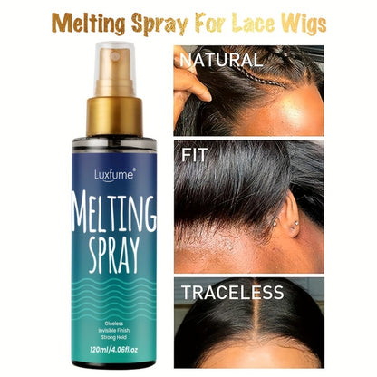 Lace Wig Melt Spray Strong Hold Quick Dry No Residue Invisible Glueless Wig Adhesive Hair Spray 4.06 Fl Oz Portable Easy Apply 1pc or 2pcs Value Pack