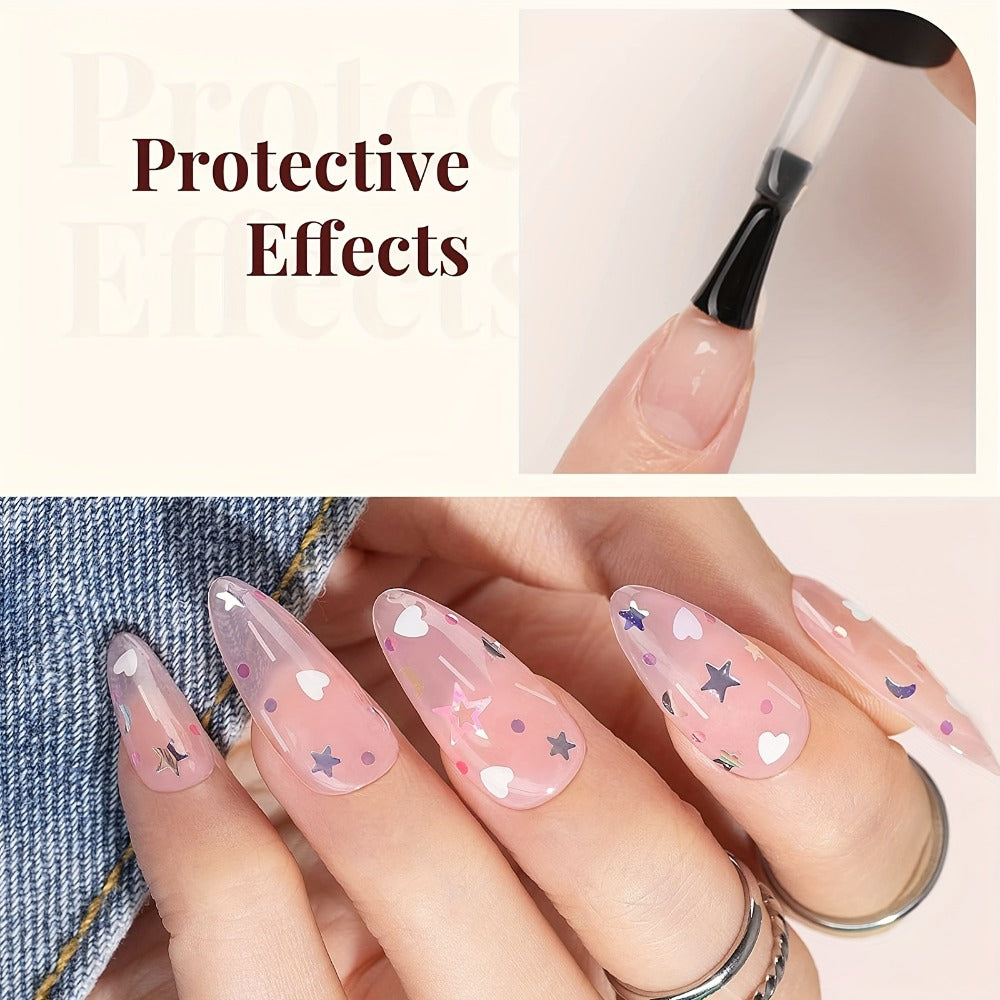 Gel Polish Base Coat Set, 3pcs 0.51oz Base Gel And No-Wipe Gel Top Coat Matte Coat, Long-Lasting Shine, Soakable LED Nail Lamp Gel Polish Nail Art Designs Women's Nail Art Gift