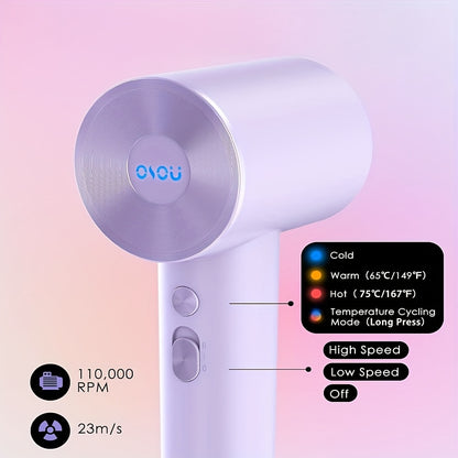 High-Speed Ionic Hair Dryer 110,000 RPM Brushless Motor — 500 Million Negative Ions, Ultra-Lightweight & Quiet Blow Dryer for Women, Smart Temp Control, Travel & Home