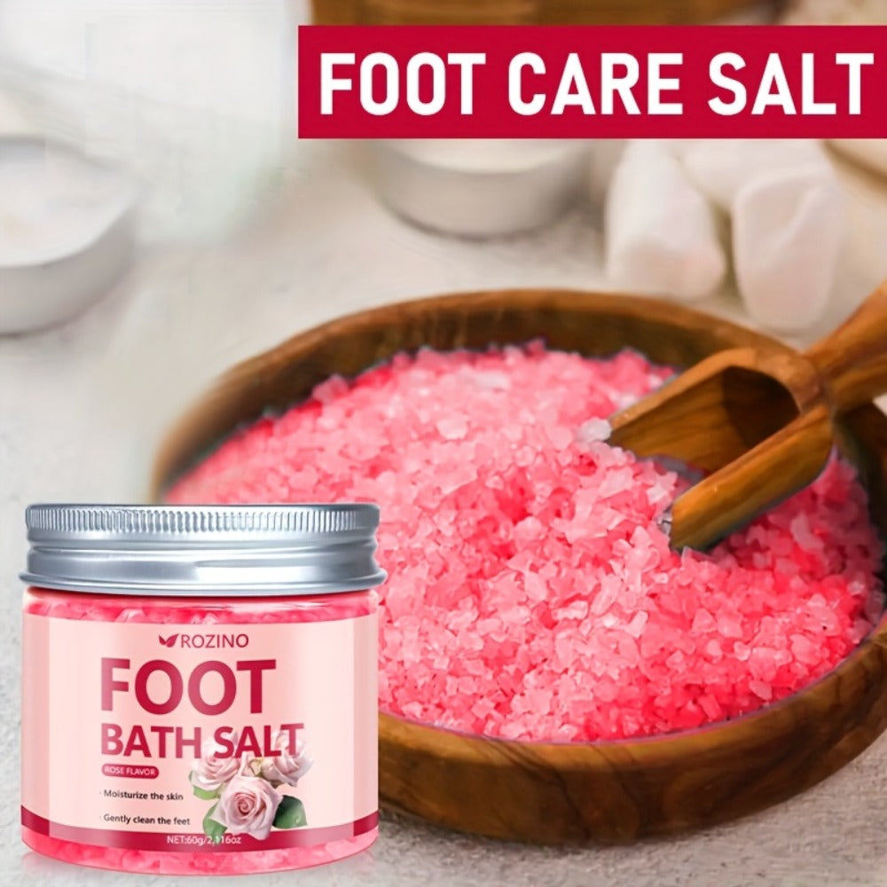[ROZINO Foot Bath Salt] 60g ROZINO Foot Bath Salt - Hypoallergenic Sea Salt, Moisturizing & Cracked Heels, 20-Min Relaxing Soak for Dry Feet, Post-Exercise & Bedtime Routine, Oceaninspired Design