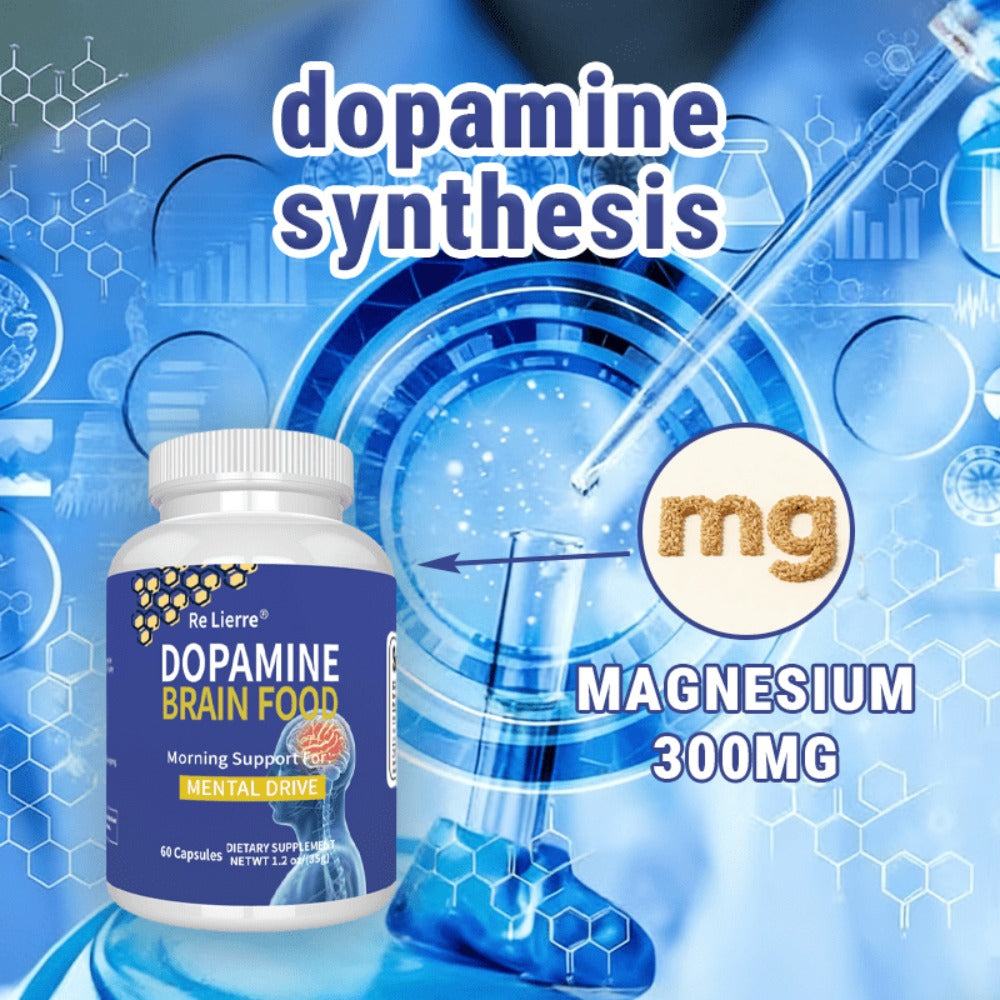 [Brain Support & Sleep] Relierre Dopamine Brain Support Capsules with Magnesium & Magnesium Glycinate, Focus & Restorative Sleep, High Potency Nootropic for Mental Clarity & Vitality
