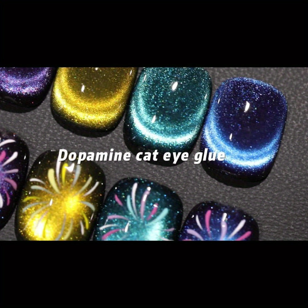 XEIJAYI Photo Frame Bottle Dopamine Cat Eye 6pcs--- Ultra-Bright Dopamine Series Cat Eye Gel Set with, Spring-Summer Fashion Nail Art Kit for Salon DIY Design, Shiny Glossy Stylish Cat Eye Art for Salon Manicure