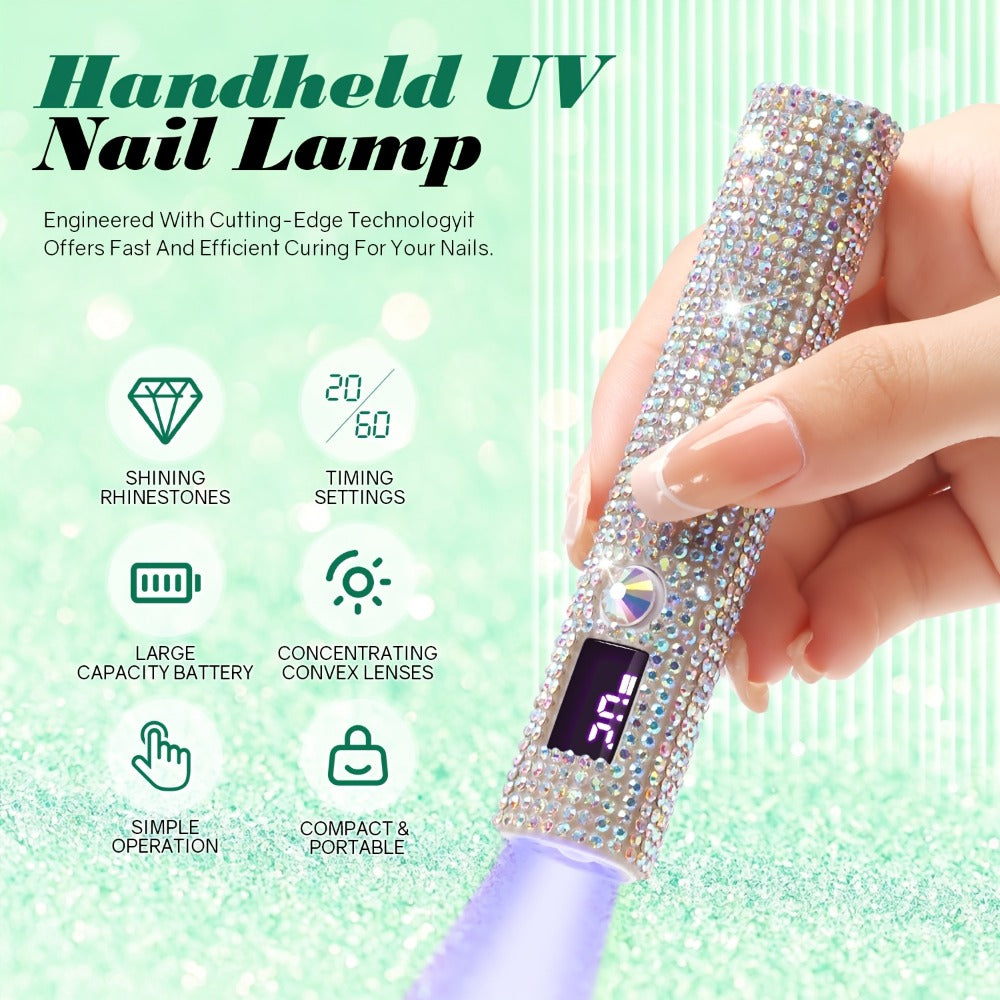 Portable /LED Nail Lamp Compatible for Gel Polish - USB- Quick-Dry Dryer with LCD Display & Handheld /LED Light, USB Rechargeable Manicure Lamp for Fingers & Toes, No Adapter Included, Valentine's Gift for Nail Techs & DIYers