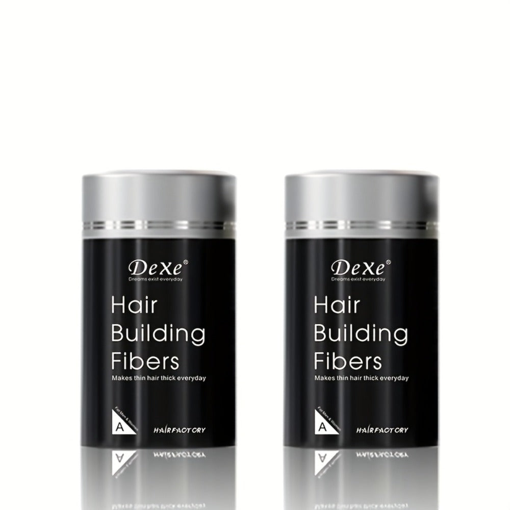 Hair Fiber Powder 2pcs DeXe 22g, Instant Hair Thickening Fibers, 1-Second Adhesion, Natural Fine Finish, Unisex for Men & Women, Travel & Business Ready — Black, Dark Brown