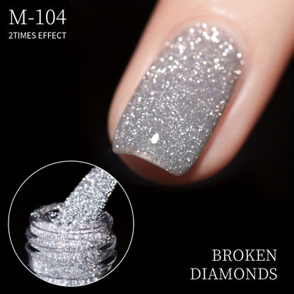 Glitter Gel Nail Polish Set 5 Colors - Broken Stone Sparkling Semi Permanent Soak Off UV LED Nail Gel 0.51oz Each - Long Lasting Glittery Nail Art Polish for Salon & DIY Home Use