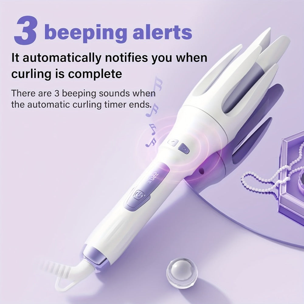 US Plug Hair Curler, Automatic Hair Curler, a Birthday Gift for Ladies, Rotating Hair Curler (Rotating Hair Curler Care Gift), Suitable for Moms, Purple