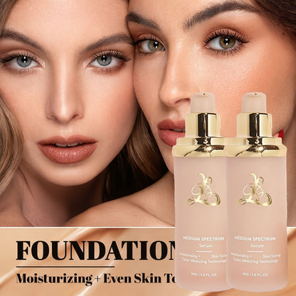 Liquid Foundation Color Changing 4-in-1 Full Coverage Waterproof Concealer Foundation, Medium Spectrum Formula for All Skin Tones, Natural Finish Makeup for Light to Beige Complexions