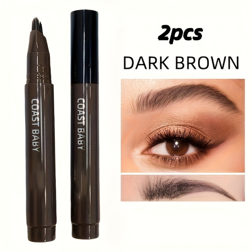2-Pack 4-Color Multi-Fork Eyebrow Pencil: Create Clear And Realistic Eyebrow Shape And Fill in The Hairline. Waterproof, Not Smudgeable, Durable And Long-Lasting. Suitable for Beginners. Perfect Gift for Festivals