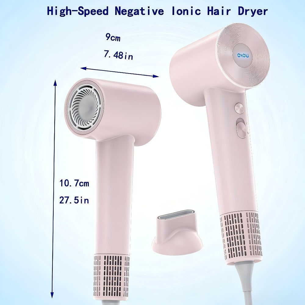 Ionic Hair Dryer, High-Speed Blow Dryer - 110, 000 RPM Brushless Motor, 500 Million Negative Ions, Ultra-Light & Small, Smart Temp Control, Quiet Hairdryer for Women, Ideal for Travel, Home