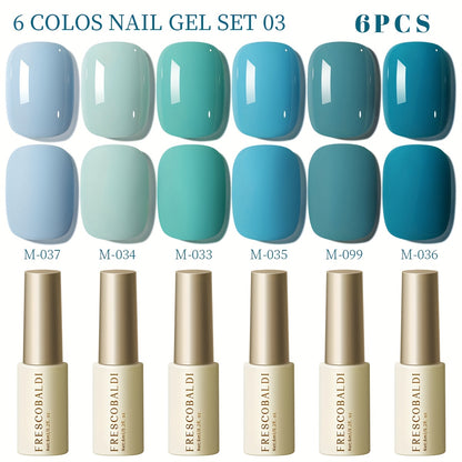 Gel Nail Polish Set 6pcs Solid Color Self-Leveling Soak-Off LED UV Nail Art Polish Popular Colors Daily Salon Manicure Kit Women