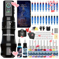 POSEIDON Tattoo Pen Kit, Wireless Rotary Tattoo Gun Kit, LED Color Screen Tattoo Machine Kit with 20pcs Tattoo Cartridge Needles, 11 Tattoo Inks for Beginners
