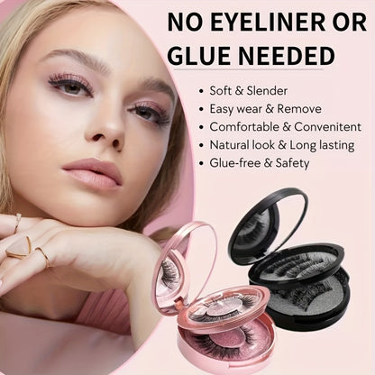 Magnetic False Eyelashes 8 Pairs Glue-Free 3D Reusable Set — No Eyeliner Needed, Dual Magnetic, Waterproof, Easy to Wear, Includes Clip, Natural Look for Daily & Special Occasions