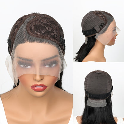 Lace Front Bob Wig Human Hair T Part 13x4 Pre-Plucked 180% Density Straight Side Part Natural Black Women 8 10 12 14 Inch Short Wig