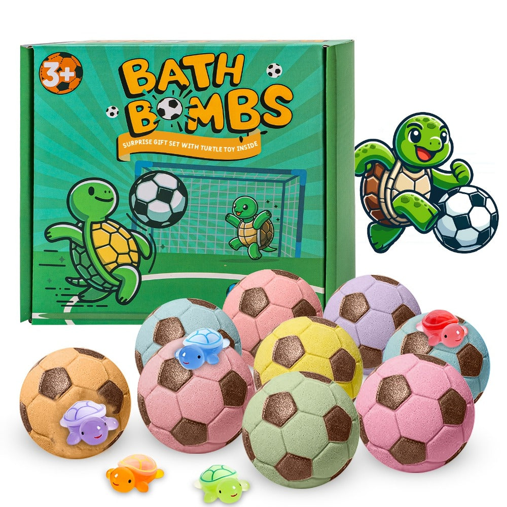 'S Bath Ball Gift Set, 9 Handmade Soccer Bubble Bath Effervescent Balls/containing Surprise Toys, Holiday Party Gifts, Ideal Birthday Gifts For And