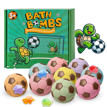 Bath Bombs Gift Set 9pcs Soccer Ball Shaped Fizzy Bath Balls with Surprise Toys Inside Lavender Scent Handmade Effervescent Spa Bombs Birthday Holiday Party Gift for Kids Boys Girls