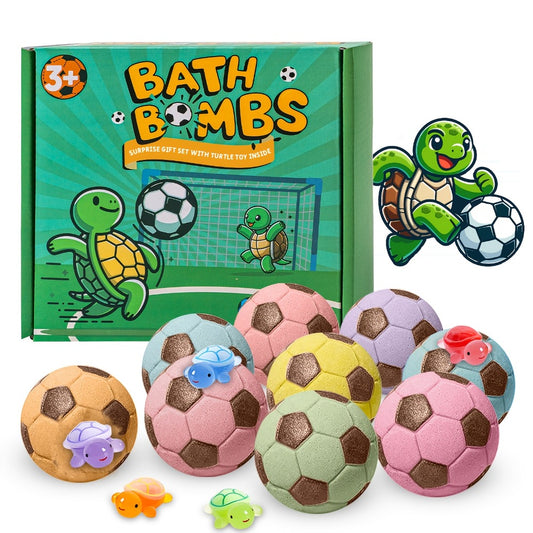 'S Bath Ball Gift Set, 9 Handmade Soccer Bubble Bath Effervescent Balls/containing Surprise Toys, Holiday Party Gifts, Ideal Birthday Gifts For And