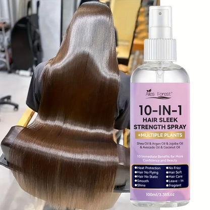 Hair Care Spray 10-in-1 No-Rinse Leave-In Conditioner — Fragrance-Free, Anti-Frizz, Detangling, Shine-Boosting, Plant-Based Formula for Dry Damaged Hair, All Hair Types, 100ml