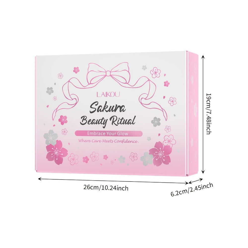 Cherry Blossom Skincare Gift Set, Facial Care Set with Essence Cream, Cleanser, Toner, Eye Cream, Mud Mask, Exfoliating Mask, Eye Mask, Toning Cream, Lip Balm, Etc., Birthday Mother's Day Gift for Female s