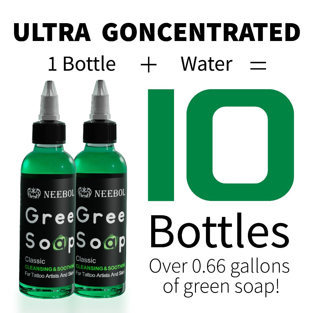 Neebol Green Soap Tattoo Cleaning Solution for Skin Prep Before And After Tattooing, Tattoo Kit, 8.5Oz Tattoo Soap with Squeeze Bottle, Moisturizing Tattoo Balm Cream for Vibrant Color, Tattoo Wipes Cleansing Cloth
