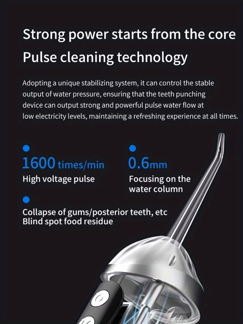 Oral Irrigator USB Rechargeable Water Flosser — 3 Cleaning Modes, Flosser Tips & Brush Head, Portable Cordless Dental Water Pick for Travel & Home Teeth Care, White Black Pink