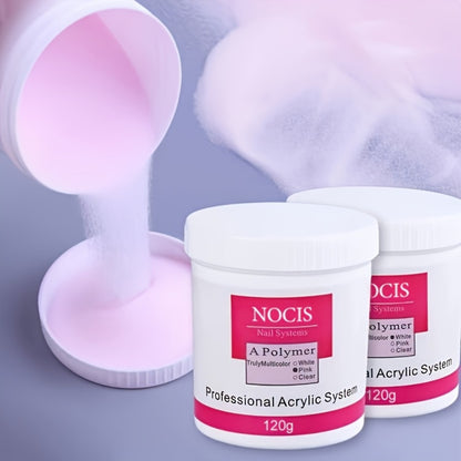 Nail Extension Powder 120g Clear Pink White No Lamp Needed Long-Lasting Acrylic Powder for Carving 3D Nail Art Professional Salon Home Use