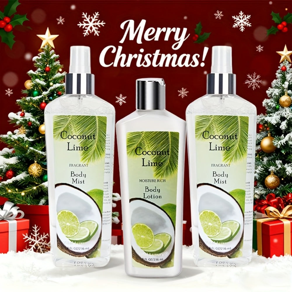 Christmas Gift! 3-Bottle Set of Body Care Fragrance Body Lotion And Perfume. Large Capacity, Gentle Cleansing And Moisturizing, Long-Lasting Fragrance. Suitable for Daily Use Or Dates, Specially Designed for Surprise Gifts