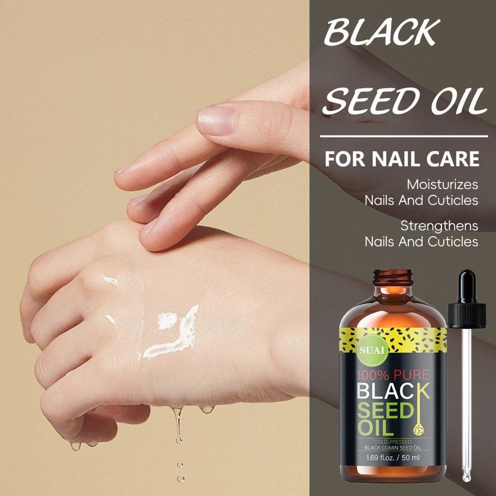 Black Seed Oil 100% Pure Cold Pressed Moisturizing Firming Multi-Use for Face Body Hair Nails Eyelashes Natural Plant Extract Skincare Oil All Skin Types Daily Skincare Routine