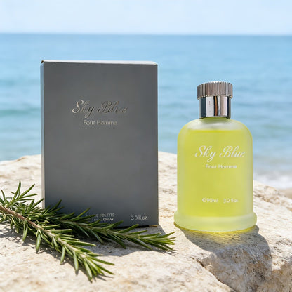Men's Cologne Eau de Parfum Sky Blue - Bergamot Rosemary & Oak Moss Long Lasting Fresh Masculine Fragrance, No Propylene Glycol, Everyday Scent & Gift for Him