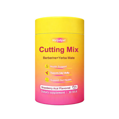 Berberine Weight Loss Supplement Sticks Strawberry Acai Flavor | Vegan Cutting Mix with Yerba Mate | Gluten-Free Dairy-Free Natural Metabolism Support | 30 Sticks Per Bottle