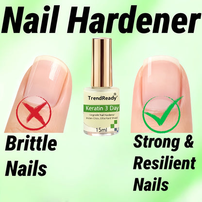 Nail Hardener for Weak Nails 2PCS Clear Nail Protein Hardener Base Coat with Vitamin E Hyaluronic Acid Quick Dry Ridge Filler Concealer Polish for Nails Toenails Nail Strengthener Treatment 0.51oz Each