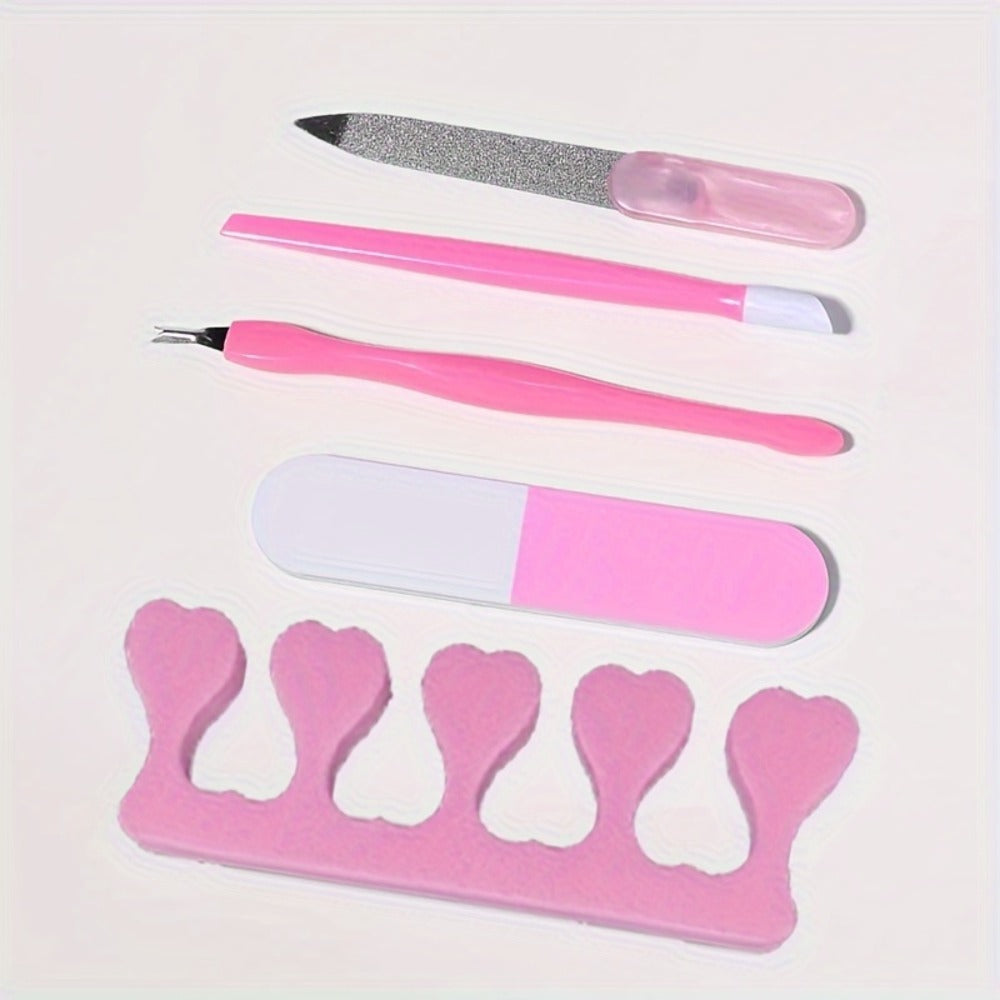 7-In-1 Nail Art Tool Set with Nail Lamp, Glue Drying Machine, Nail Polisher, Dead Skin Fork, Dead Skin Push, Finger Divider - Stainless Steel Kit for Professional Nail Artists