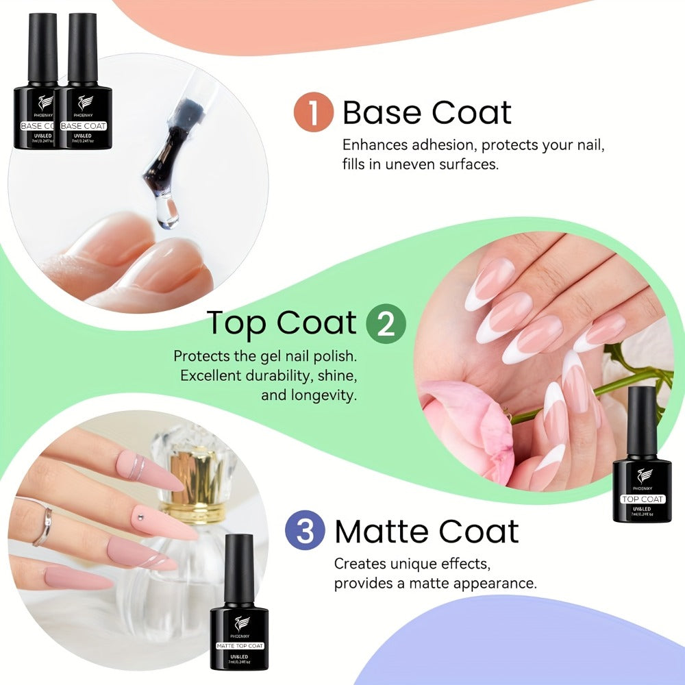 PHOENIXY 61pcs Gel Nail Polish Kit with U V Light, 40 Colors Gel Nail Polish Set Manicure Starter Gel Nail Kit Base Top Coat Gifts for Women