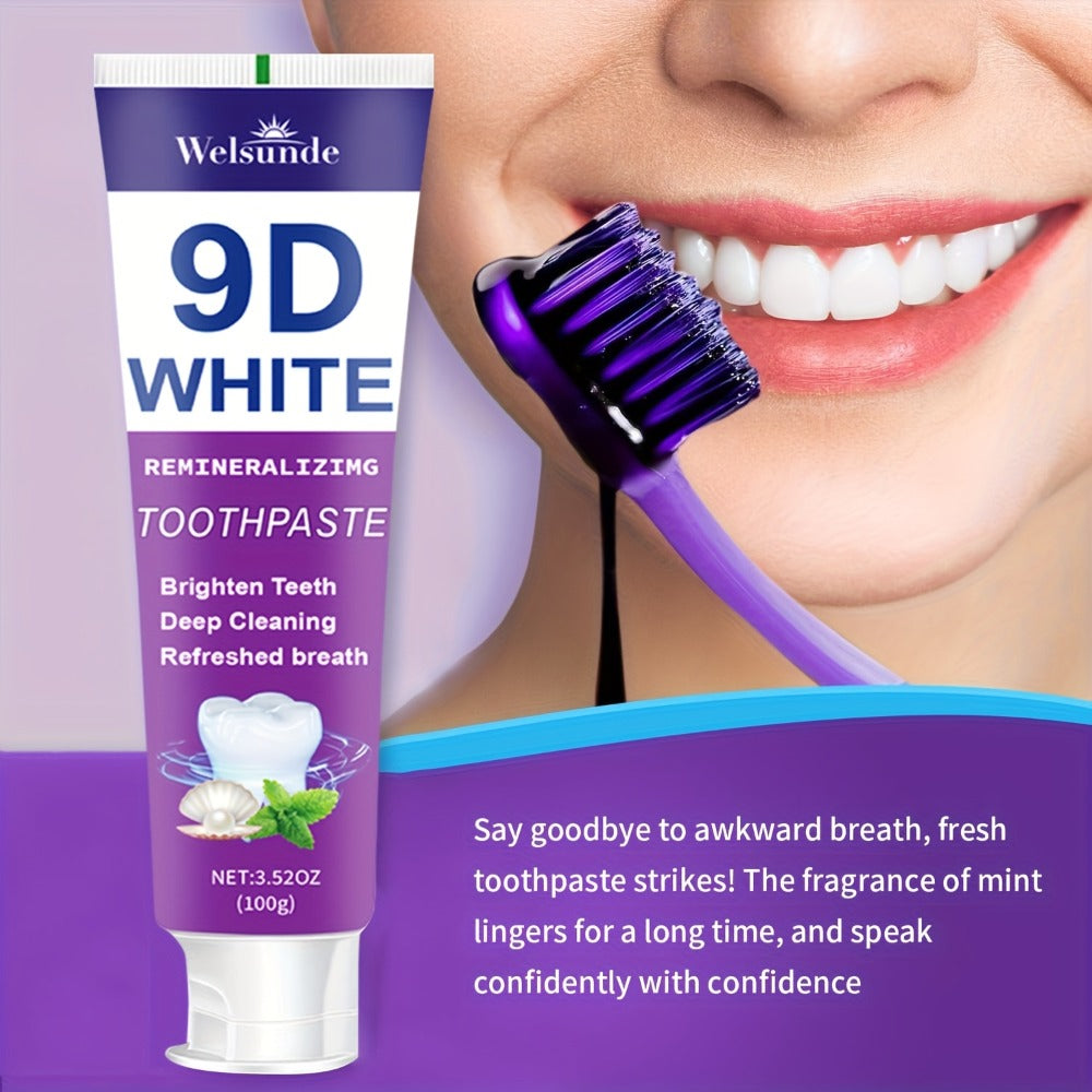 2pcs Teeth Purple Toothpaste for Deep Cleaning And Brighter Smile - Hydroxyapatite European Formula, Quickly Freshens Breath, Mint Flavor, Gentle on Gums, Travel-Size 100G/3.52Oz X 2, Ideal Oral Hygiene Gift for Women And Men - Local Warehouse
