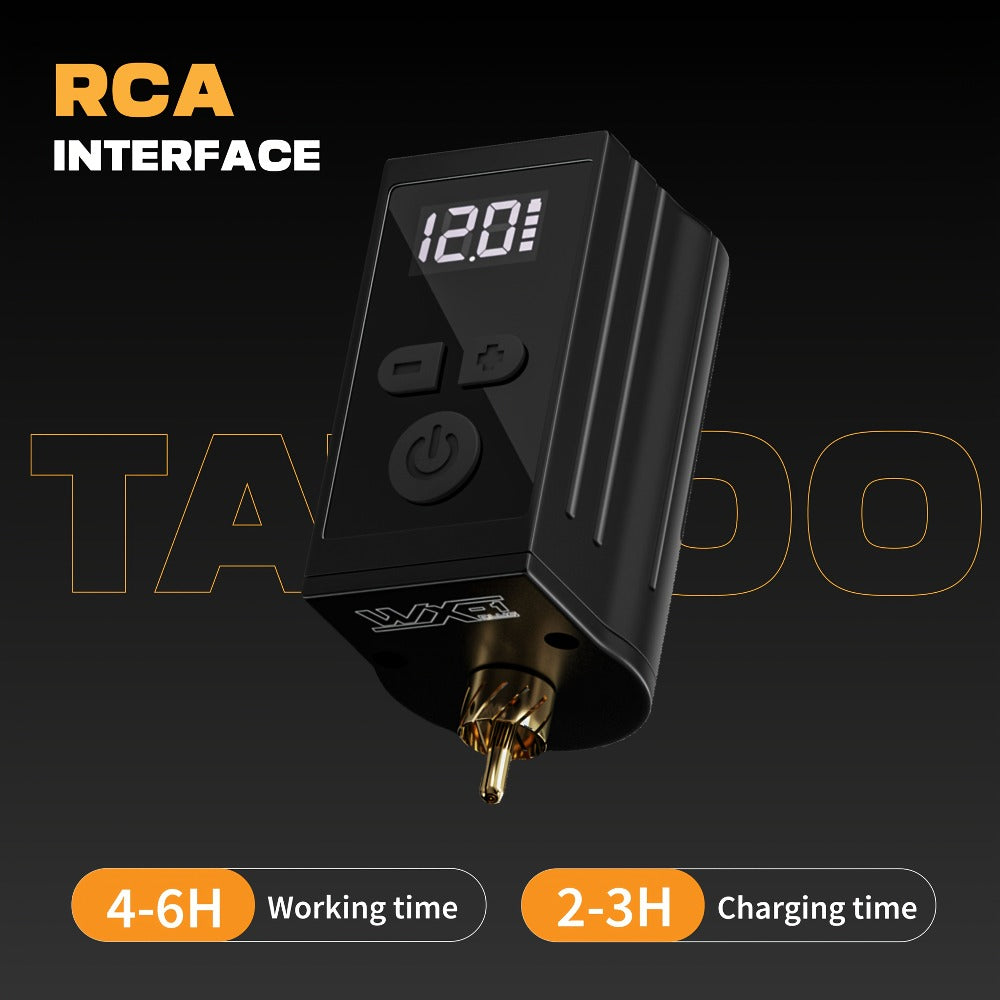 Tattoo Battery Power Supply, 1450Mah Lithium Battery Pack with Display, Tattoo Gun, RCA, Rechargeable Cordless Battery for Tattoo Pen, Rotary Wireless Tattoo Machine Additions As Gift, Body Art Makeup Gift