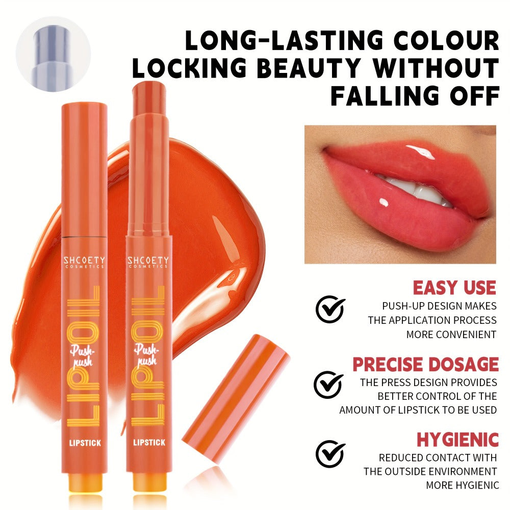 Lip Gloss Set 6 Pcs Neon Colors Moisturizing Press-On Lipstick Glossy Finish Long-Lasting Lip Makeup Gift Set for Women Valentine's Day