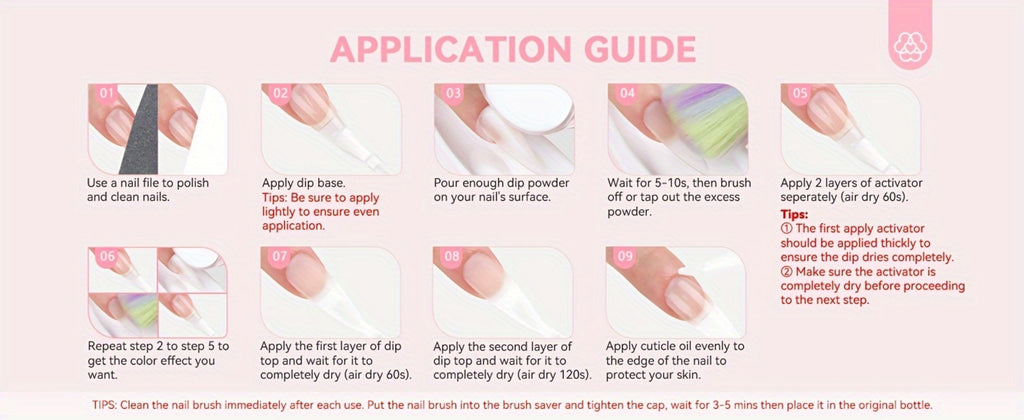 SAVILAND Clear Dip Powder Nail Kit Starter: 60G 2.1Oz Dip Powder for Nails with Dipping Powder Liquid Set Including Dip Base, Activator, And Top Coat. A Professional Dip Nail Kit Ideal for Repairing French Manicures And Nail Art.