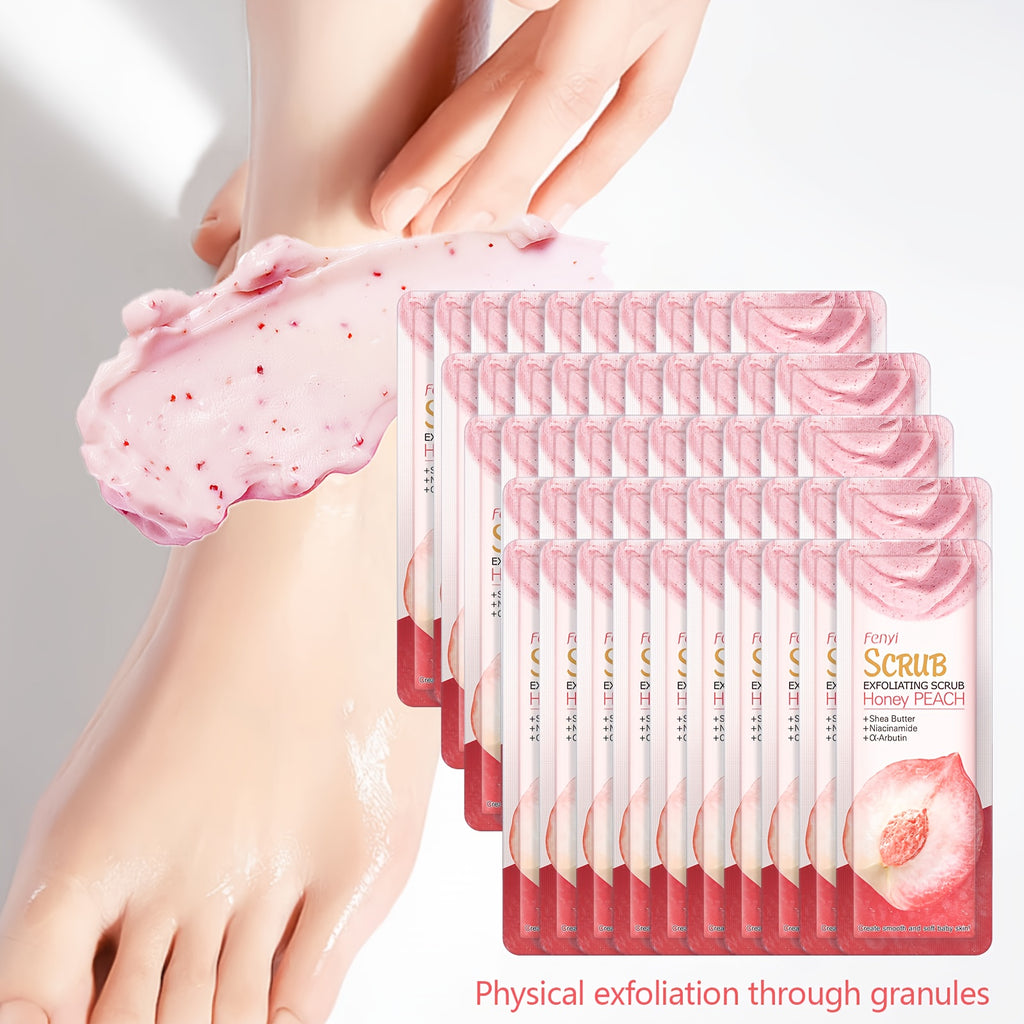 X50pcs Peach Scrub for Feet Body Skin, Gentle Cleansing Moisturizing Smooth And Nourish Skin, Portable for Traveling Holiday Gift for Mother Father Best Friend Christmas Day