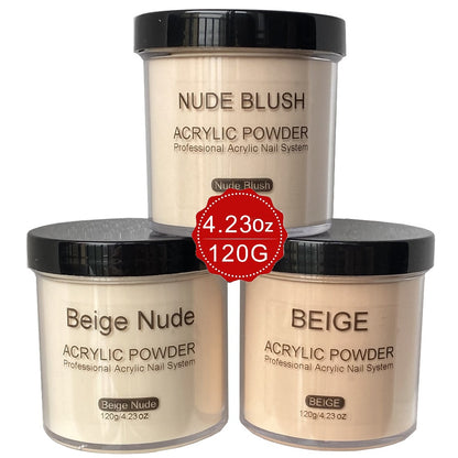 Acrylic Nail Powder Nude Beige 4oz for Nail Extensions Sculpting Salon DIY Manicure Long-Lasting Professional Acrylic System