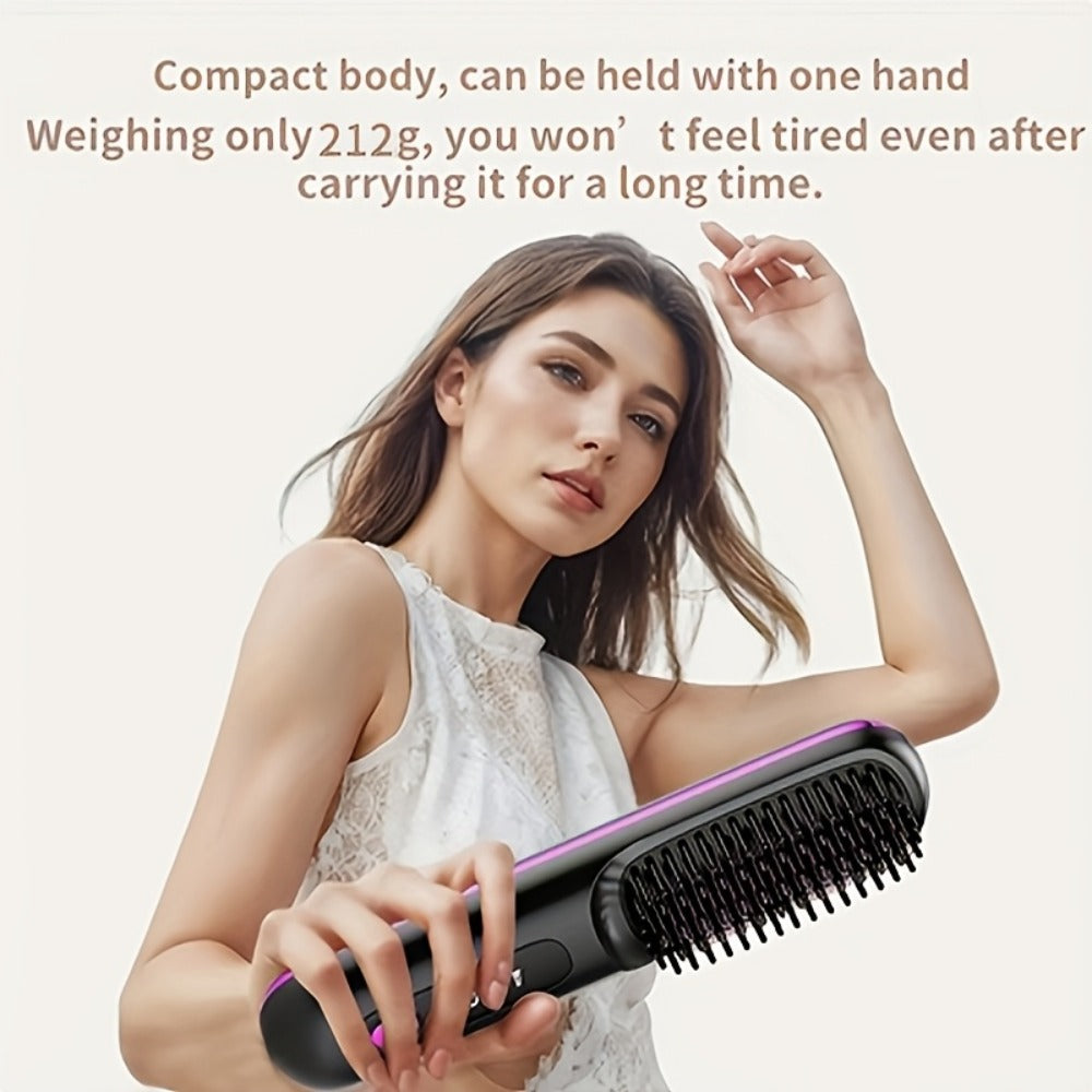 Cordless Hair Straightener 2-in-1 Wireless Ceramic Flat Iron Curler - USB-C Rechargeable 3-Speed Temp Portable Travel Styling Tool Black White