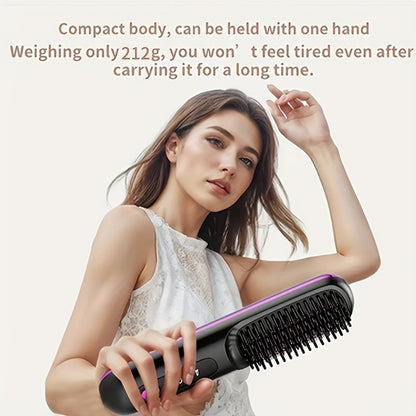 Cordless Hair Straightener 2-in-1 Wireless Ceramic Flat Iron Curler - USB-C Rechargeable 3-Speed Temp Portable Travel Styling Tool Black White