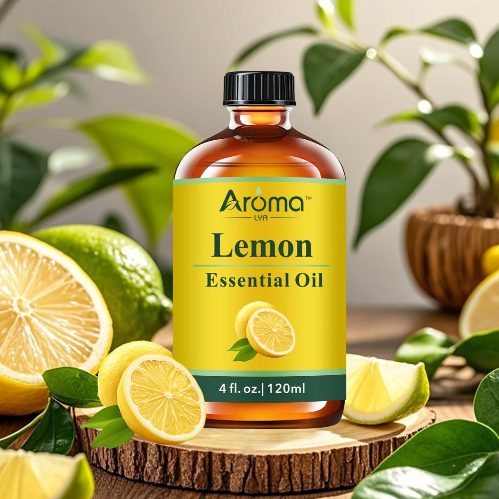 4.06oz Lemon Essential Oils, Natural Plant Peppermint Frankincense Essential Oils For Hair And Skin, Massage, Humidifiers, Home Diffusers, Soaps, Scented Candle Making - Local Warehouse- Mother'S Day Gift