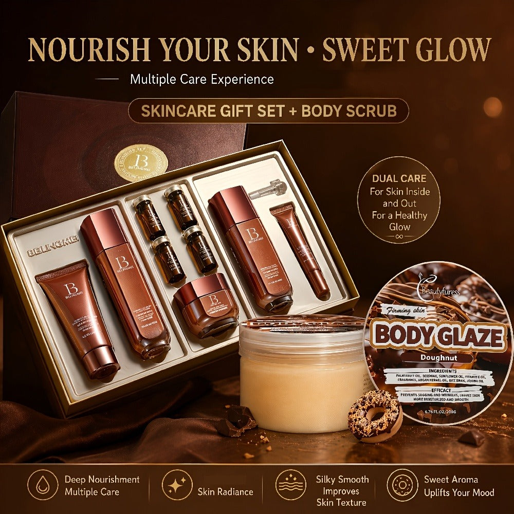 A Luxurious 14-Item Collagen Skincare Collection for Women, Designed to Hydrate And Firm The Skin with Sodium Hyaluronate And Niacinamide. It Offers Deep Moisture And Brightening Effects, And Comes in a Perfect Gift Box That Includes a Face Toner
