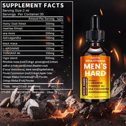 Men's Testosterone Booster Liquid Drops with Shilajit, Maca & Longjack | Daily T-Support for Drive, Stamina & Mood | Fast-Acting Men's Vitality Supplement | 2.03 oz