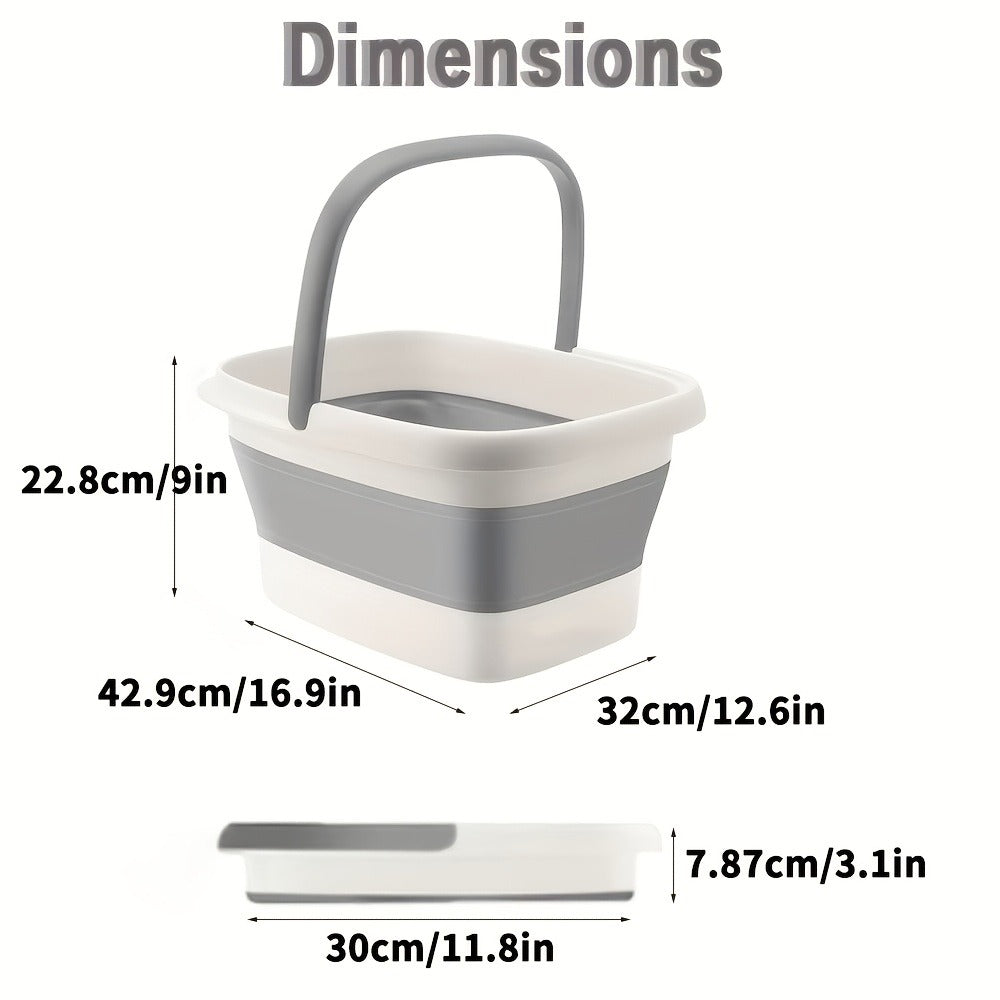 1 Pack Collapsible Foot Bath Basin for Soaking Feet, Foot Soak Tub, Plastic Foot Bucket with Handles And Massage Acupoint for Relief, Pedicure, Home Spa, Available in Four Colors, Including Grey, Green, Pink And Yellow
