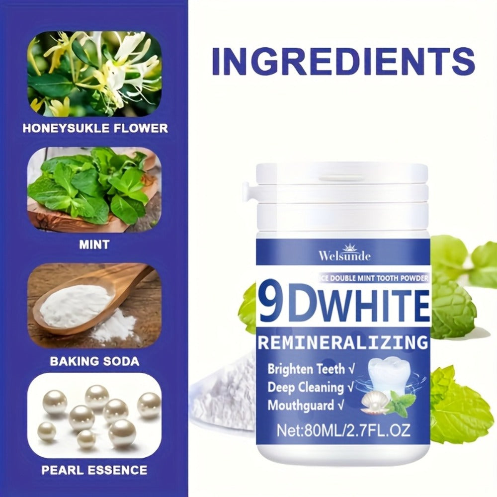 Hydroxyapatite Tooth Powder Remineralizing Whitening Deep Cleaning Mint Fresh Breath Oral Health Powder for Men Women 3pcs 80ml Each