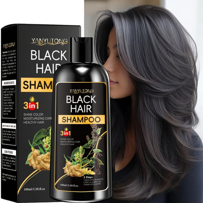 Hair Dye Shampoo Natural Plant Pigments – Covers Gray Hair Fast | 3.38oz Travel Size in Black, Brown & Chestnut Brown | Gentle, Moisturizing Color Shampoo